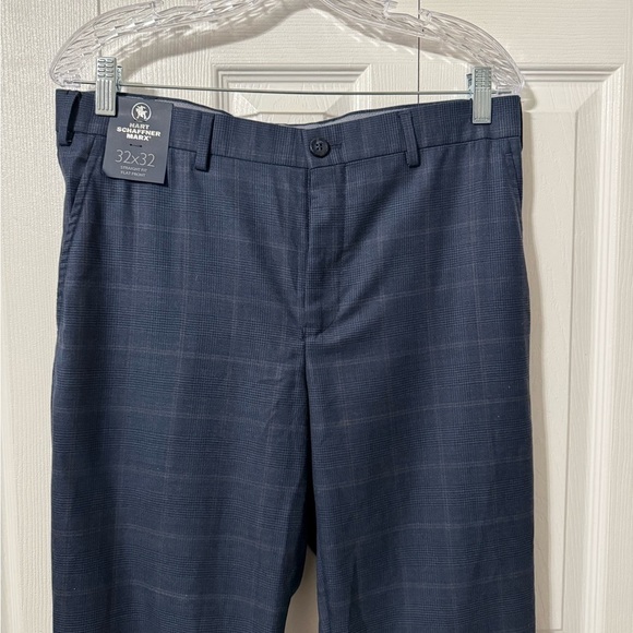 Hart Schaffner Marx Men’s Straight Fit Flat Front Blue Wool Pants size 32 x 32 - Picture 4 of 9